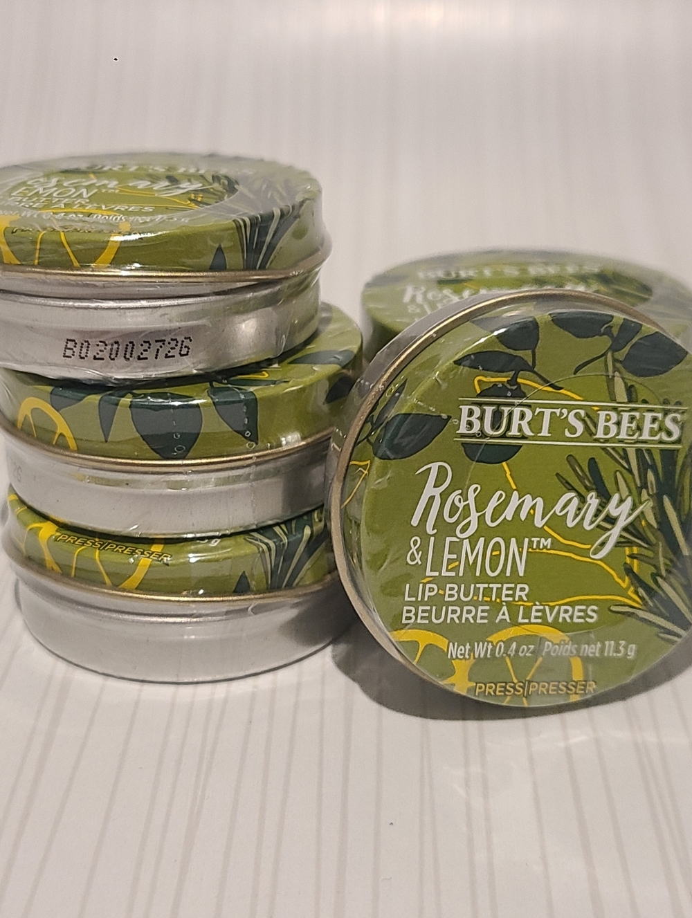 Set Of 6 Burt's Bees Rosemary & Lemon Lip Butter Tins